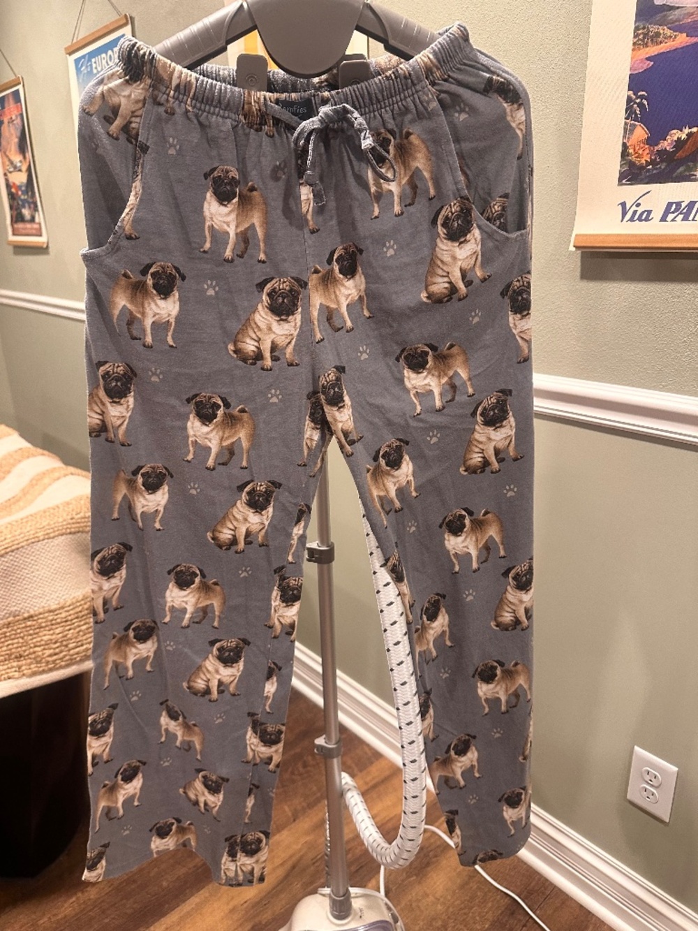 Comfies Lounge Pants with Pug Dogs- Size Small